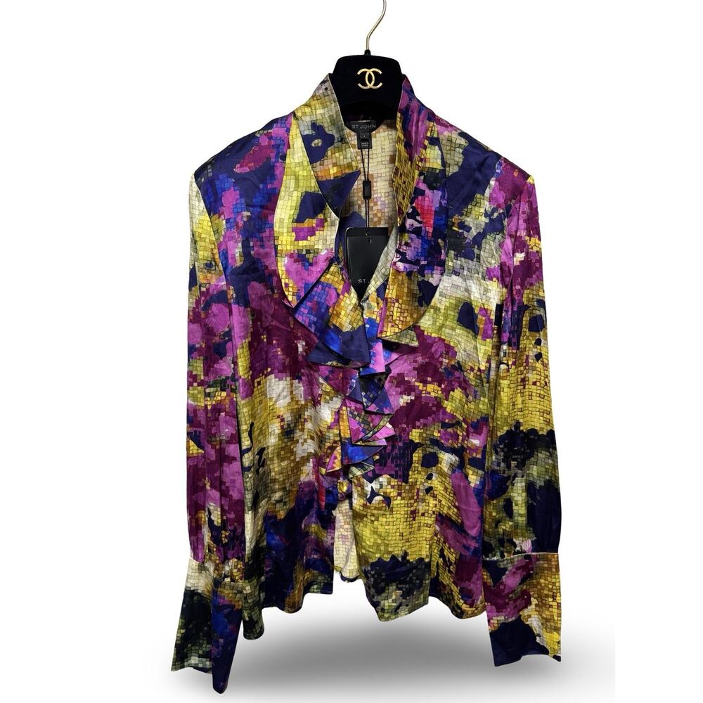 VINTAGE St. John Blouse Shirt Silk size 8 $495